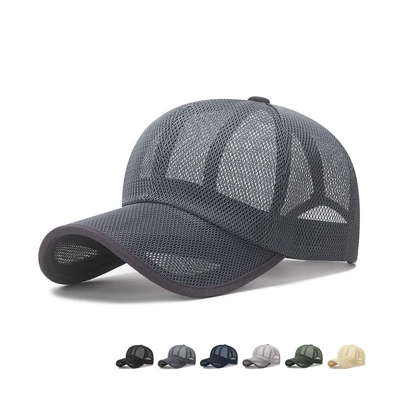 Summer new style cut out brim breathable full mesh sun hat for men and women, outdoor travel sunshade and sun protection base...