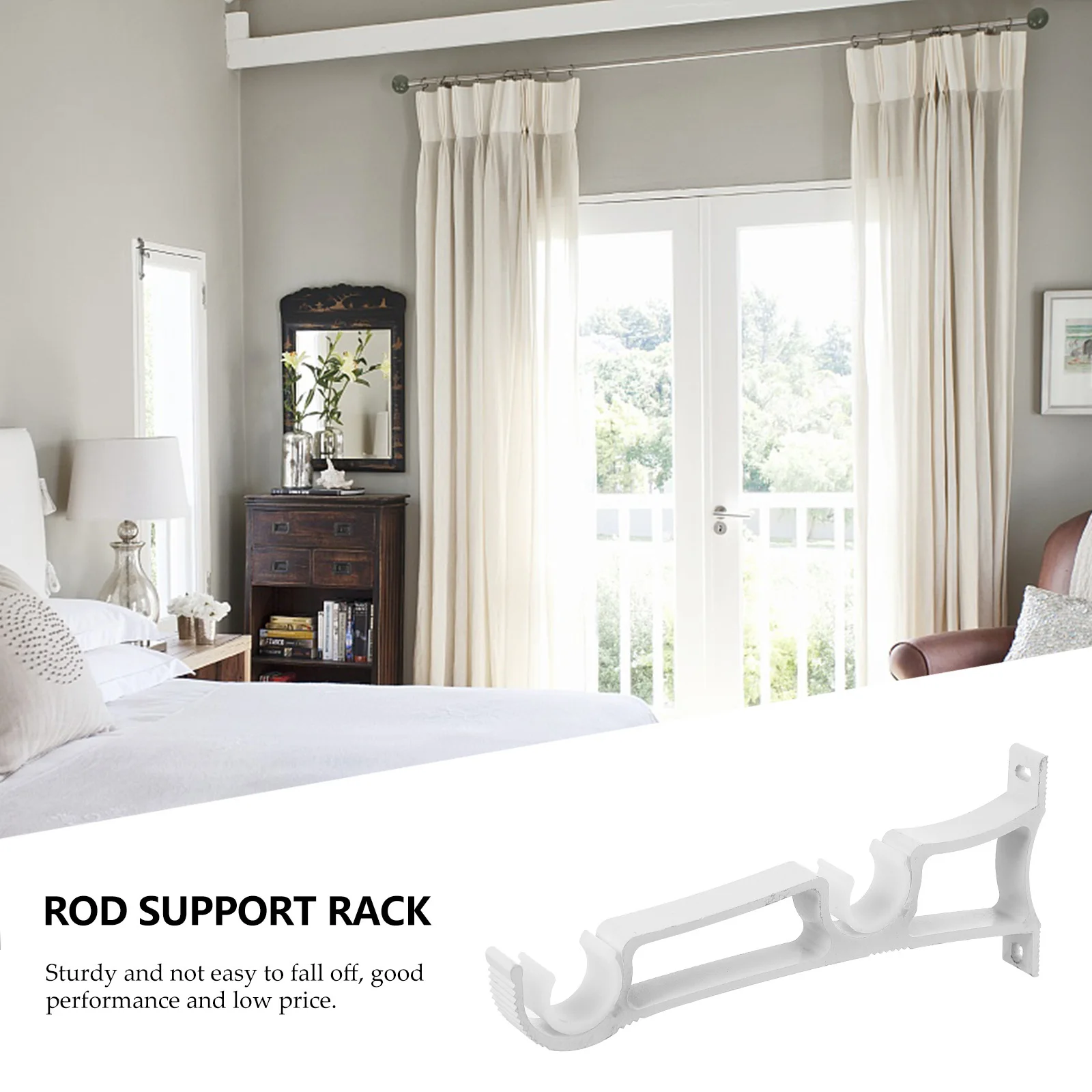 

Curtain Rod Double Bracket Thickened Heavy Duty Aluminum Alloy Curtain Rod Stand Sturdy Reliable for Household Use