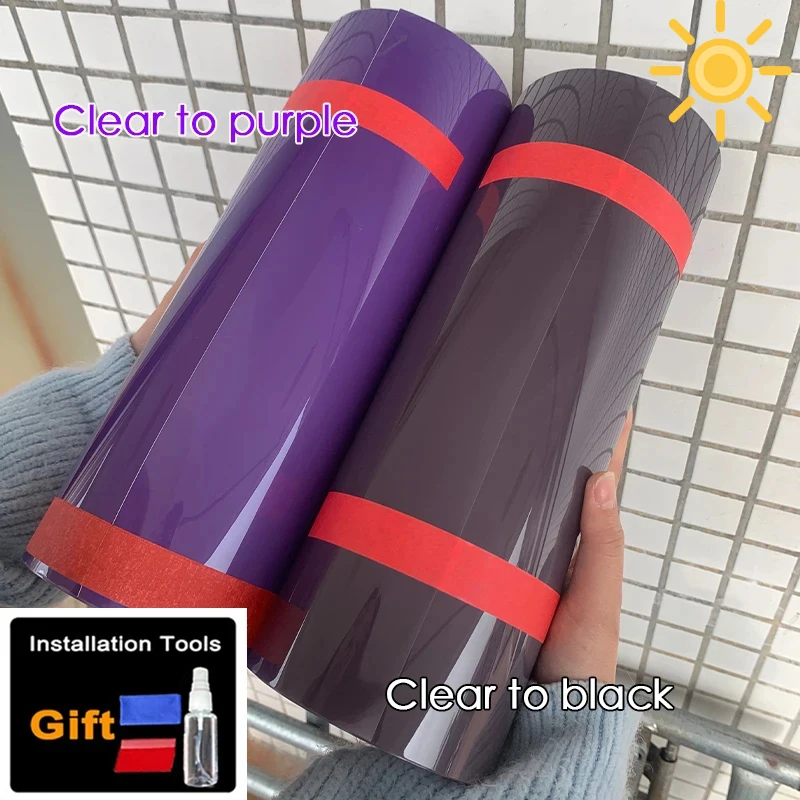 Filme fotocromático inteligente para farol, mudança de cor uv tpu ppf para qualquer decoração de lâmpada de carro, reparo quente, adesivos de