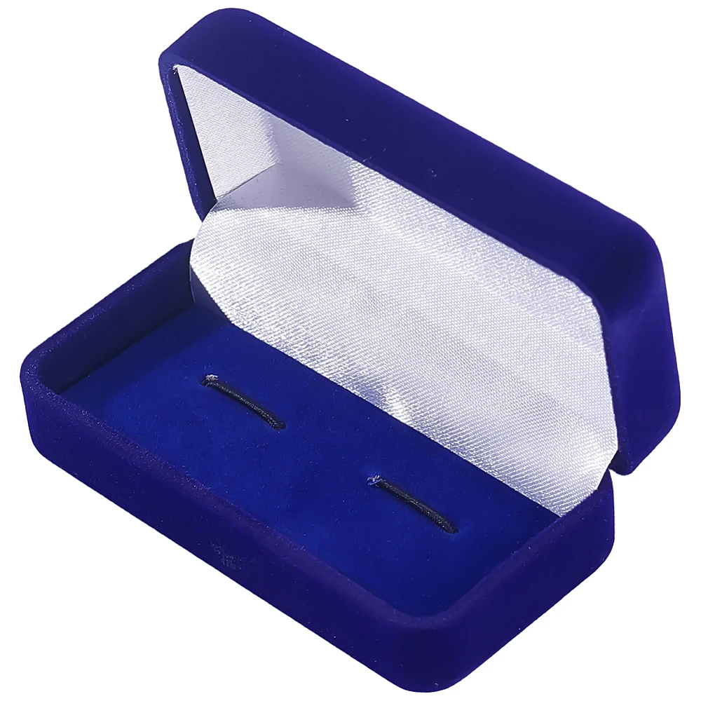 2Pcs Plant Velvet Cufflinks Boxes Midnight Blue Classic Rectangle Cuff Links Storage Box for Jewellery Display Tie Clip Holder