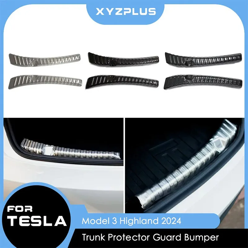 Anti-Scratch Wear Resistant Stainless Steel Trunk Cargo Sill Cover Guard For Tesla Model 3 Highland Rear Threshold Protector