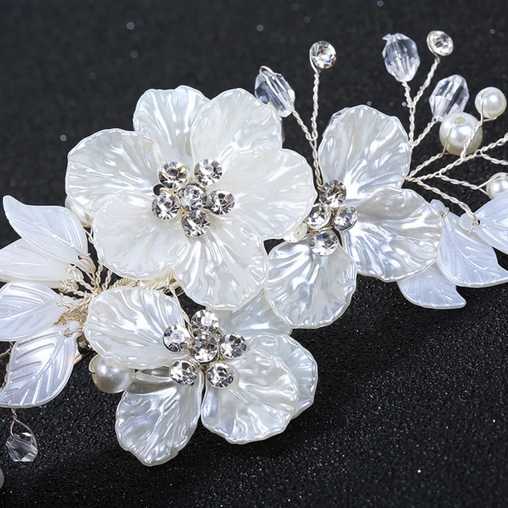 

Pearl Crystal Bridal Hair Clip Delicate Flower Hairpin Alloy Wedding Hair Accessories for Women Girls Flower Hairpin