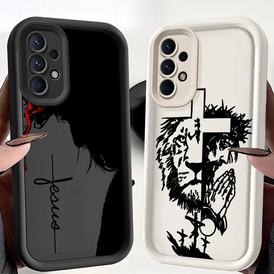 Lion On The Cross J-Jesuss Case for Samsung Galaxy A56 A34 A15 A16 A53 A54 A26 A32 A23 A35 A36 A51 A73 A12 A13 Phone Cover A71