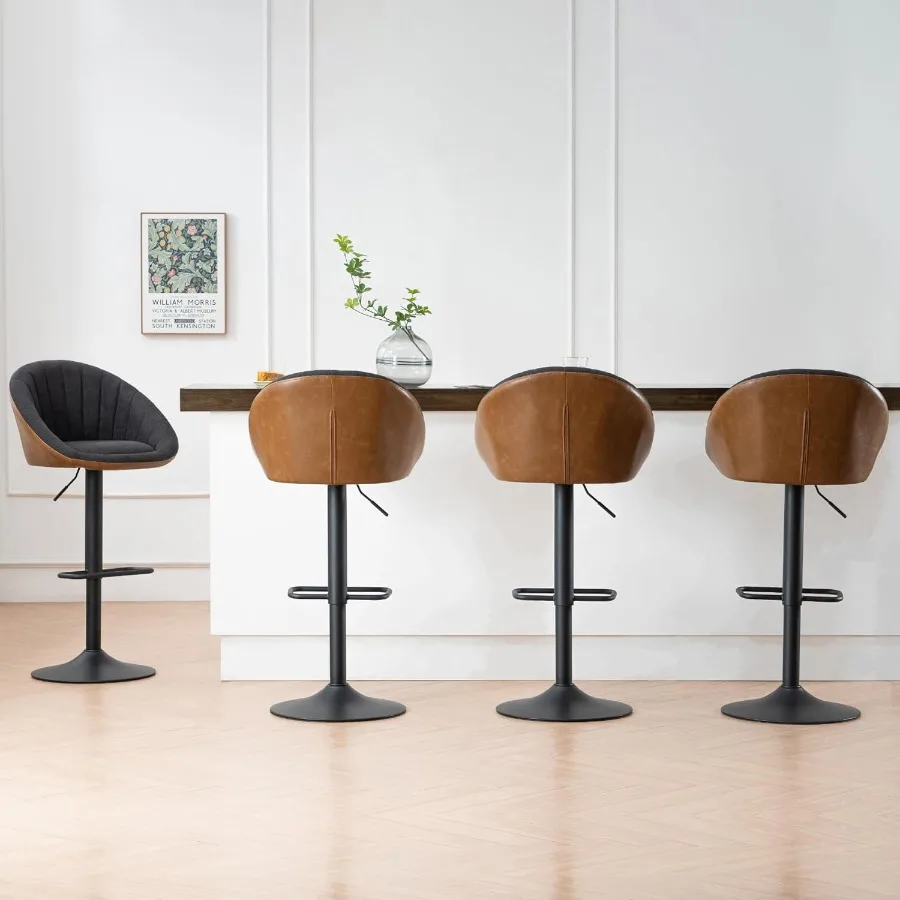 Swivel Bar Stools Set of 4 Moderdjustable Height Swivel Barstool Upholstered Counter Height Bar Stools with Back Bar Chair for
