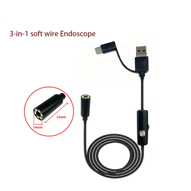 Endoscopio para enfoque automático para coches teléfono Android caméra d inspección endoscopia endoscopio tipo c 5MP 1944P