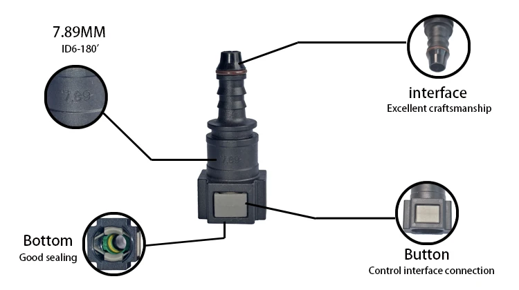 Auto Kraftstoff Linie Schnell Verbinden Schlauch Koppler ID8 7,89 Gummi Nylon Öl Linie Rohr Adapter Trennen Release Schlauch Anschluss für Auto – Detail 3