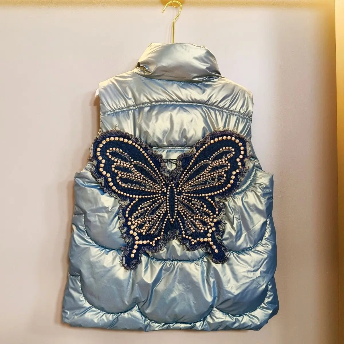 

Autumn Winter ort Bright Surface down Cotton Vest Faionable Svel Stand Collar Jaet Women's Vest Outerwear