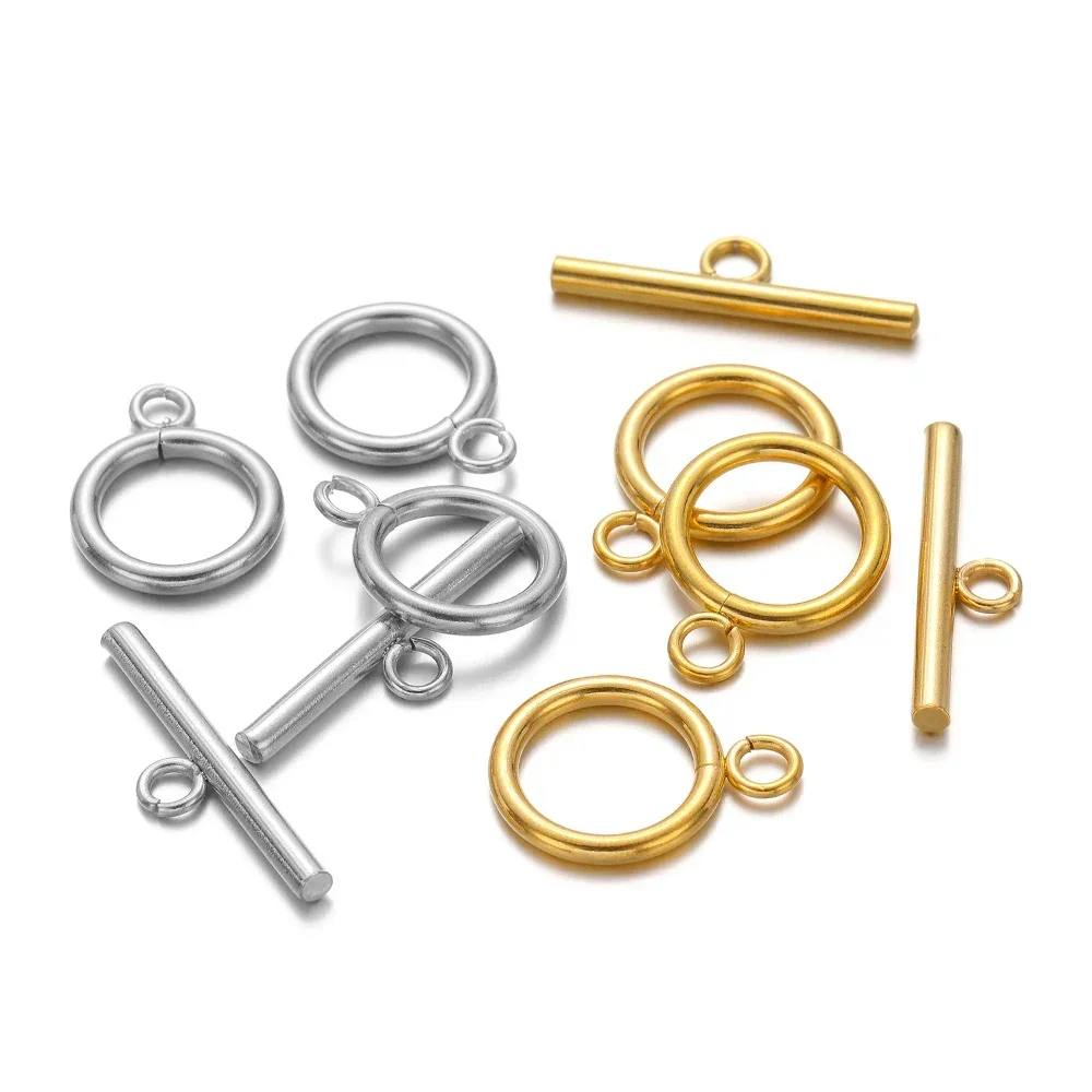 5Sets OT Clasp Stainless Steel Toggle Clasps Round Bar Connector for DIY Jewelry Making Bracelet Hooks Crafts Necklaces Supplies