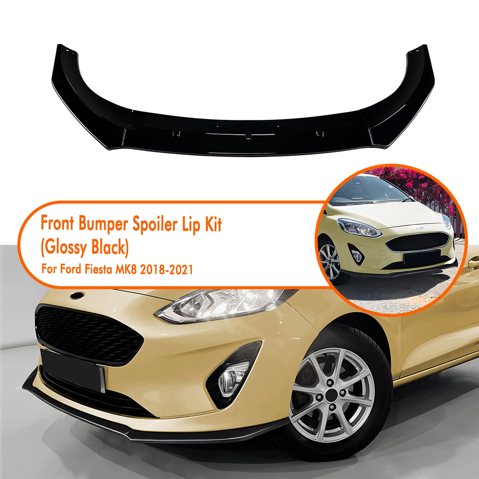 

Передний бампер автомобиля, спойлер, нижняя часть подбородка, лезвие разветвителя для Ford Fiesta MK8 2018 2019 2020 2021, базовая версия