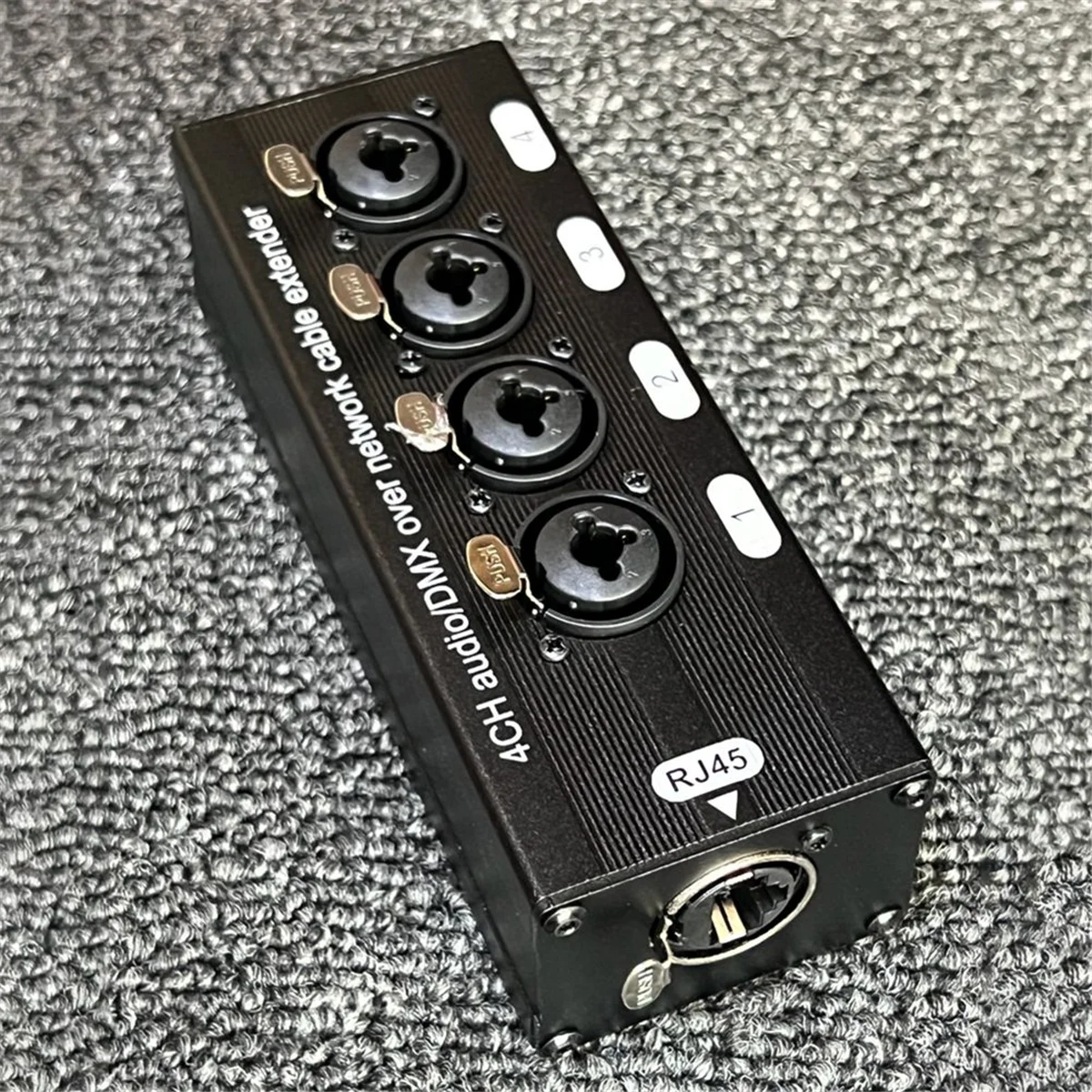 A44T1Pair 4-قناة 3-Pin XLR أو 6.3 مم الصوت وDMX عبر موسع كابل الشبكة، DMX512 موسع إشارة الشبكة ذكر + أنثى