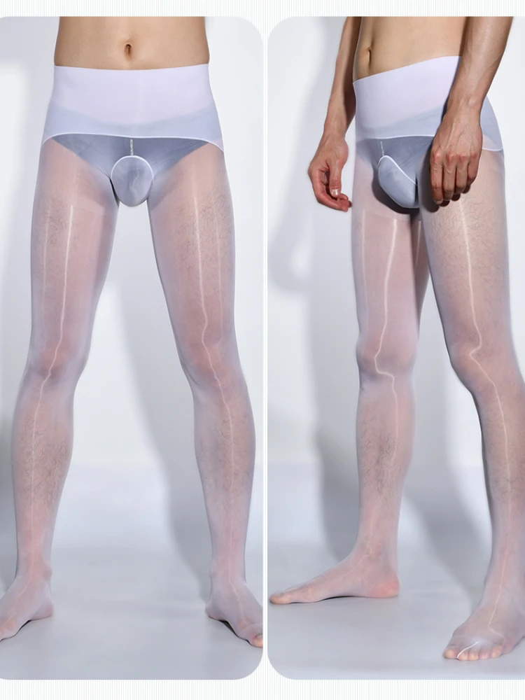 Seamless 5D Ultra-thin Pantyhose Man Tights Penis Sleeve Elastic Oil Gloosy Stockings Lingerie Cover Sheath Wrapped Handjob