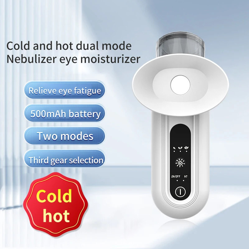 Cold and hot dual application nano-spray eye mist atomizer eye care device, handheld portable mini eye wash device for home use