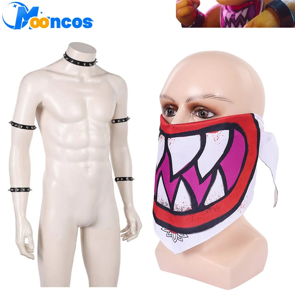 

Bowser Jr Cosplay Scarf Mask Bracelet Collar Movie Bros Costume Accessories Prop for Adult Men Fantasy OutfitHalloween Carnival