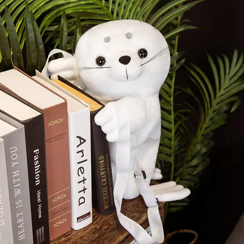 Zaini in peluche con sigillo di uccelli realistici da 40 cm Zaino per animali Kawaii Ragazze Ragazzi Borse da scuola per animali di simulazione per regali di compleanno per bambini