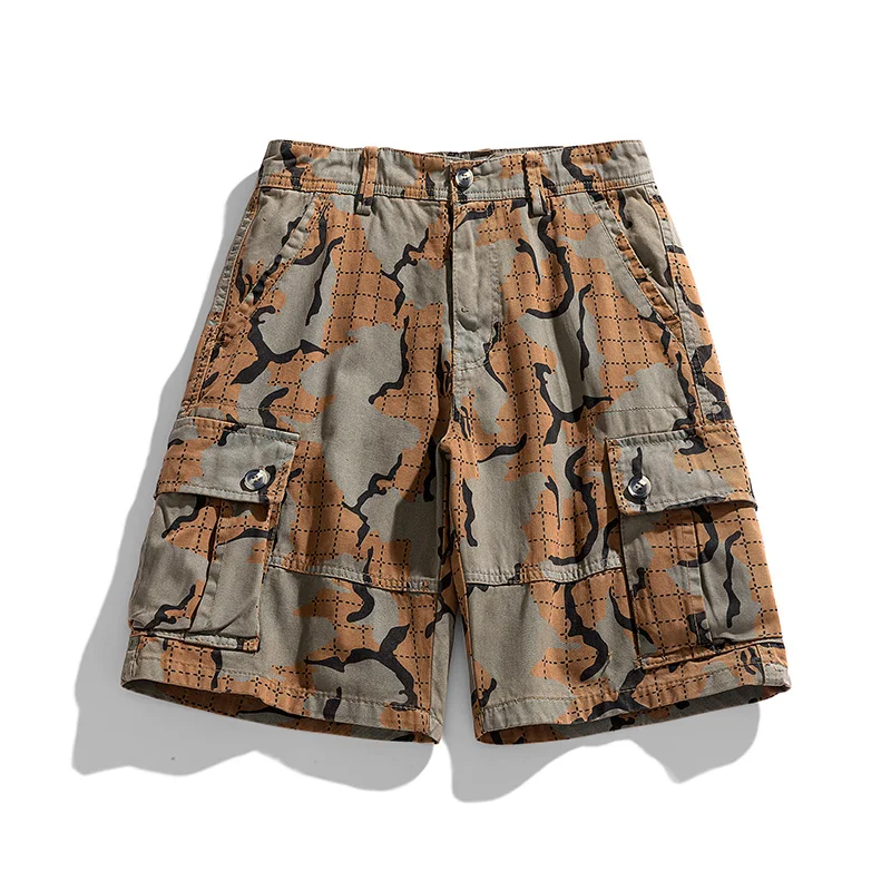 Fashion Street Cargo Shorts Men's Summer 2024 New Loose Straight Casual All-Match Fashion Printed Cropped Pants