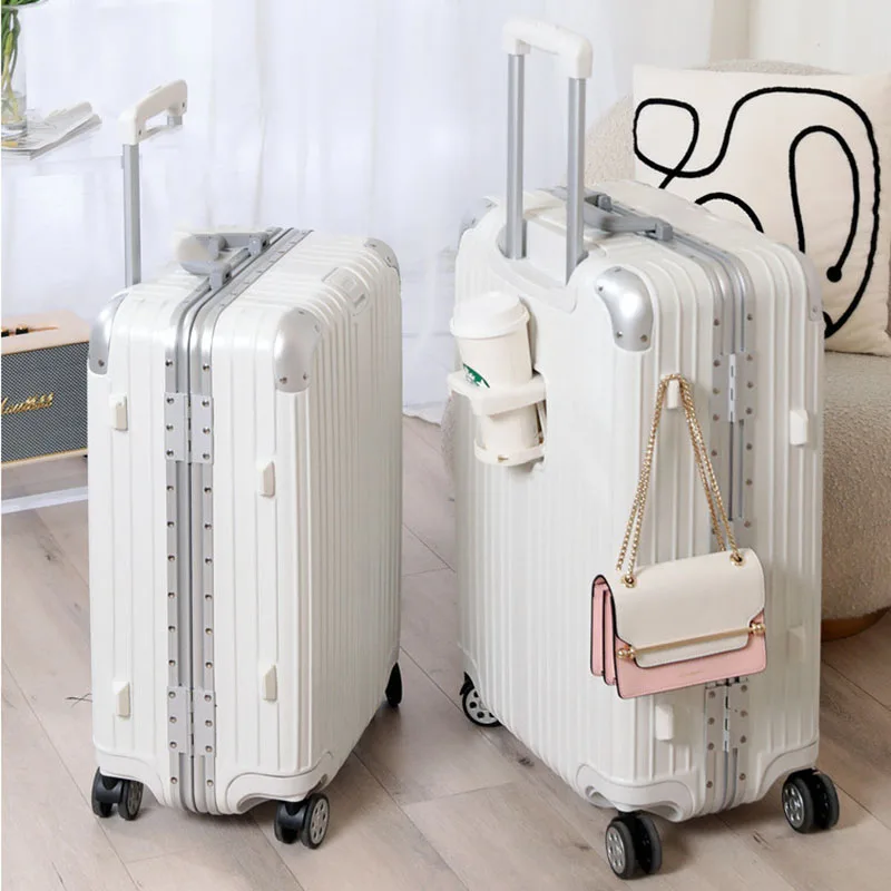 

Cup Holder Suitcase Universal Wheel Female Pull Rod Box Male Password Suitcase Boarding ABS Aluminum Frame TSA Password Lock