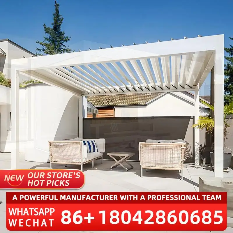

Freestanding Wall Mounted Design Outdoor Aluminium Pergola with Manual Opening Louvred Roof for Garden Balcony Backyard pergola