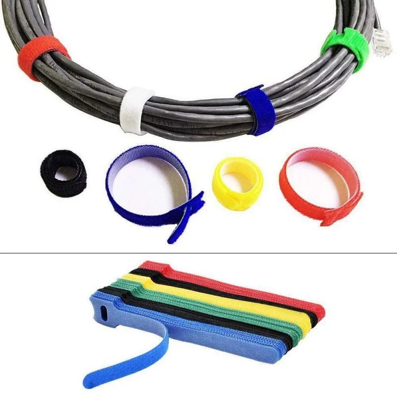 Releasable Cable Ties Colored Plastics Cable ties Nylon Loop Wrap Zip Bundle 10pcs Color mixing