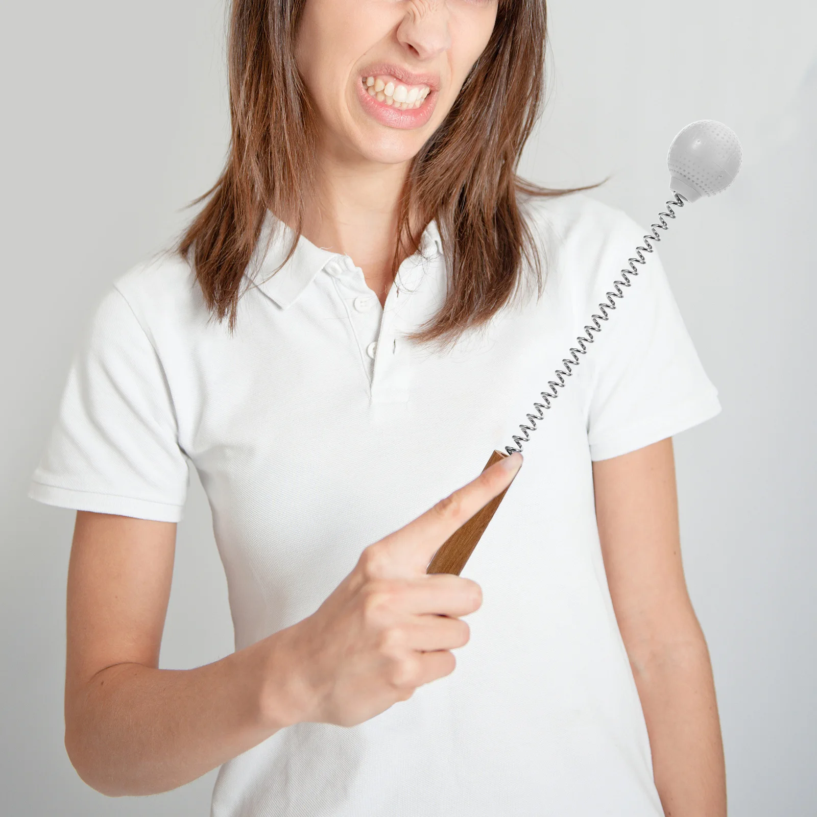 

1pc Portable Massage Hammer Multi-Function Long Handle Body Relaxation Massager Back Tool Handheld Wooden Handle