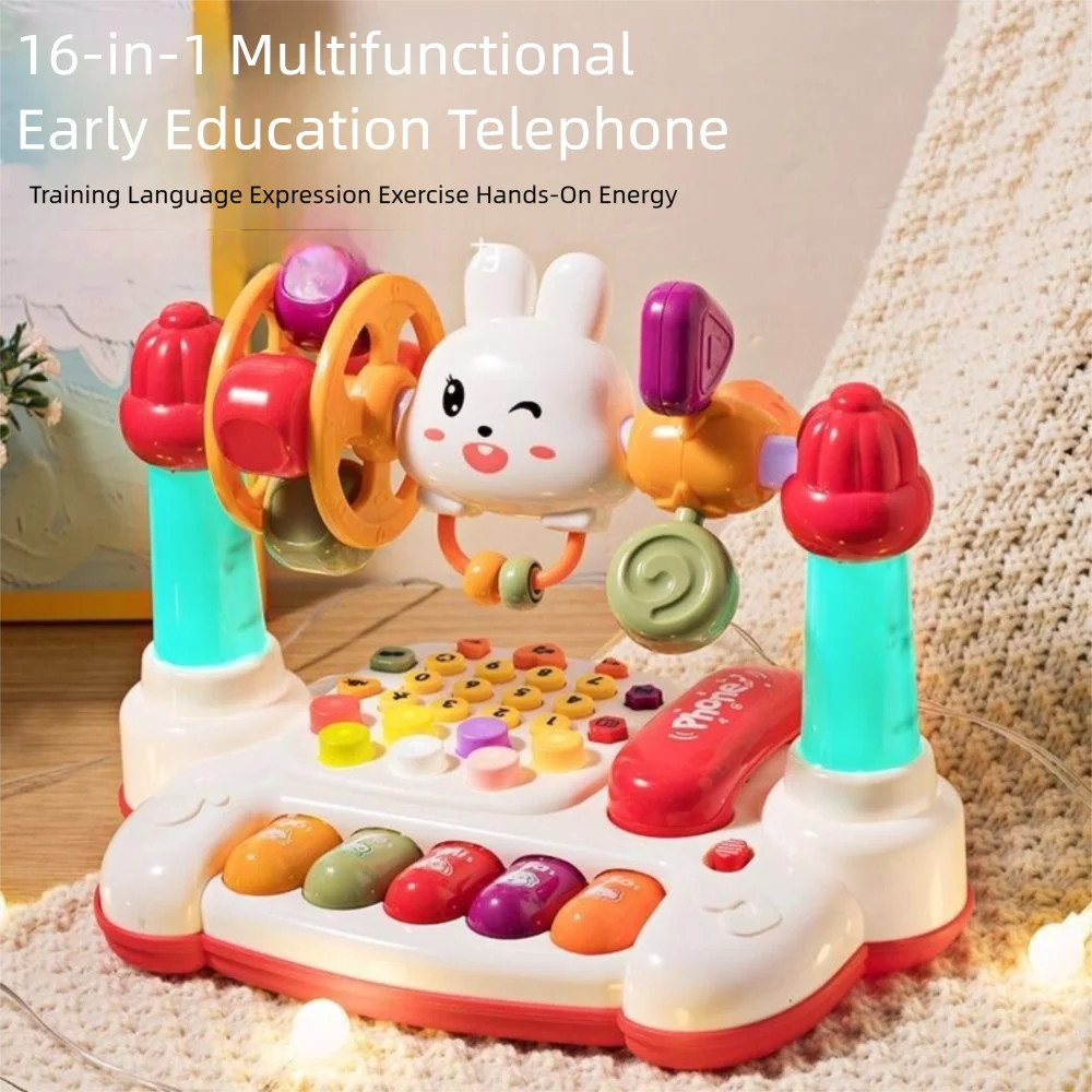 

16 In 1 Rotating Music Piano Keyboard Plastic Rabbit Educational Music Toy multifunctional Early Educational Baby Piano Toys