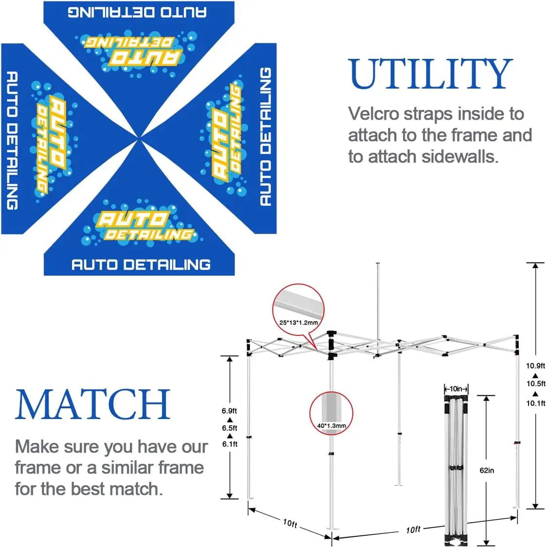 Barraca de dossel personalizada 10x10 com logotipo, substituição superior de barraca resistente personalizada 10x10 capa de dossel pop up personalizada com parede lateral