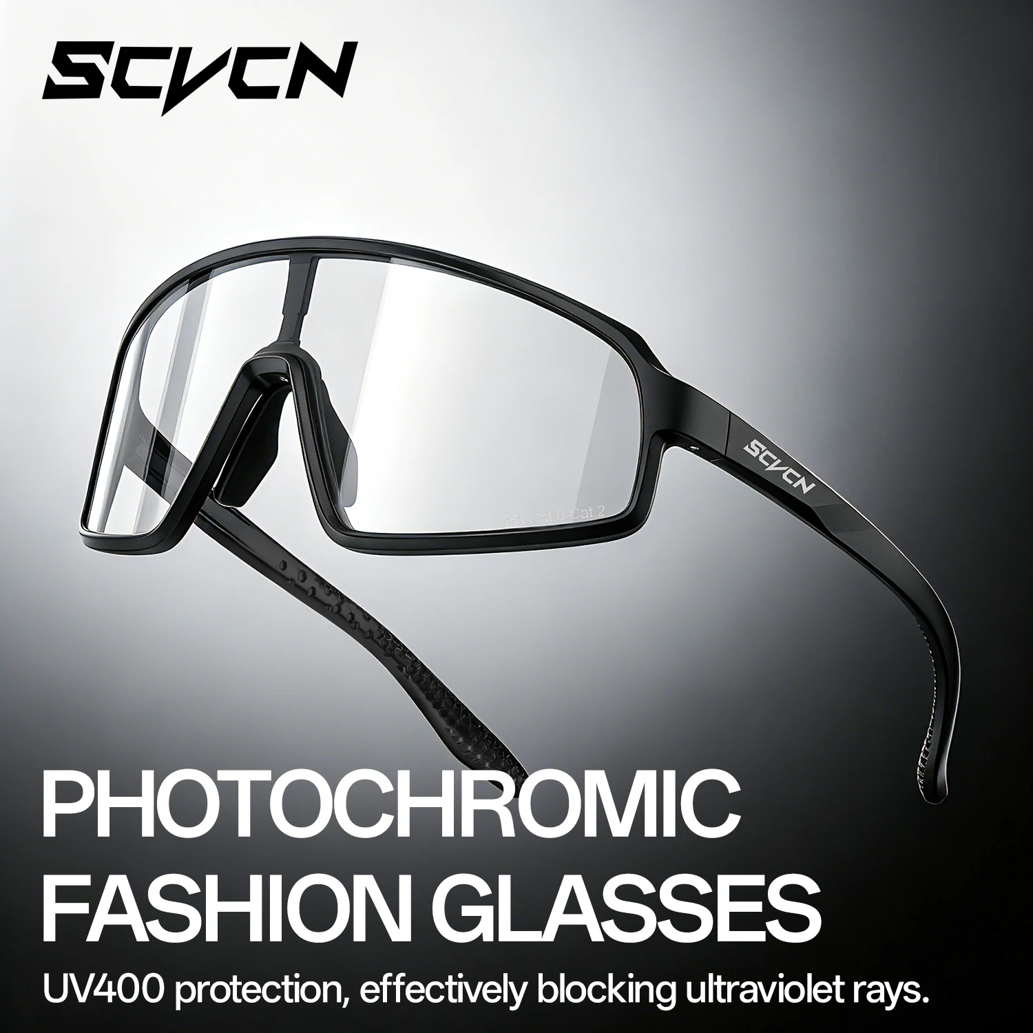 SCVCN Photochromic Sunglasses Large Integrated-Lens Design for Mountaineering Cycling Outdoor Running Glasses Driving Glasses