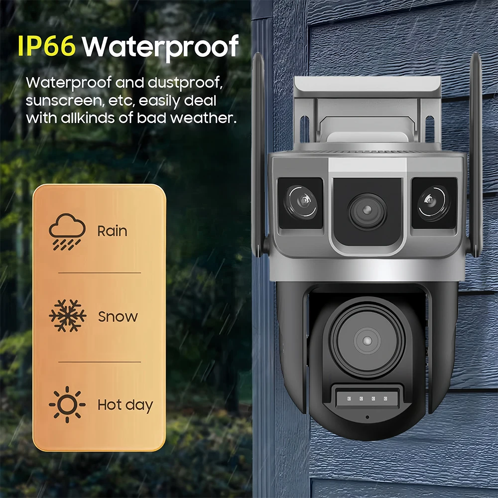 4G-SIM IP Camera 12MP 6K Dual Lens Triple Screens Smart Network Wireless Monitor V380 Pro Security Protection CCTV Home Cameras