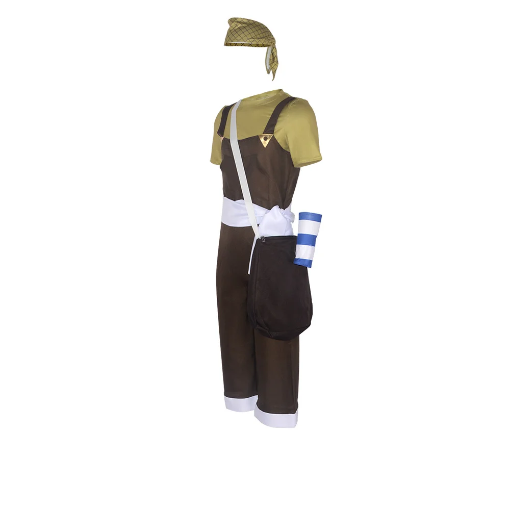 Usopp Cosplay Costume Anime dieu marron barboteuses blanc t-shirt Scraft blanc taille bande sac Halloween fête de noël jouer tenue