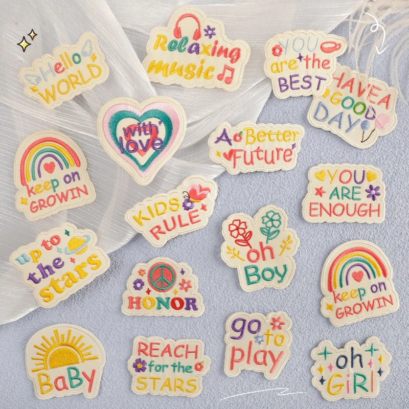 

10Pcs Custom DIY Fabric Embroidered Patches Heat Transfer Stickers Applique For Shoes Clothing Accessories Kids Repair Designs