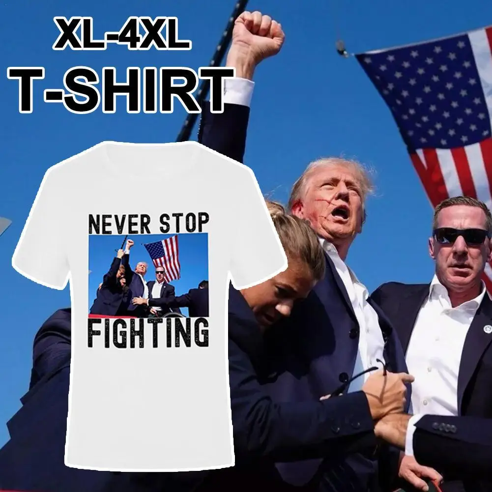 Never Stop Fighting For America T-Shirt Men's Basic Short Sleeve Cotton Daily Travel Summer Breathable Streetwear