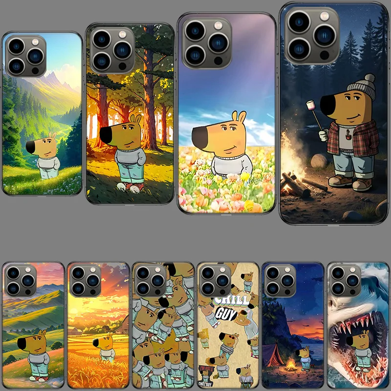 Chill Guy-Meme Phone Case For Iphone 16E 15 Pro 14 Plus 17E 16 17 Pro Max Air 11 12 13 Mini Shockproof Capa Cute Cover TPU Cl