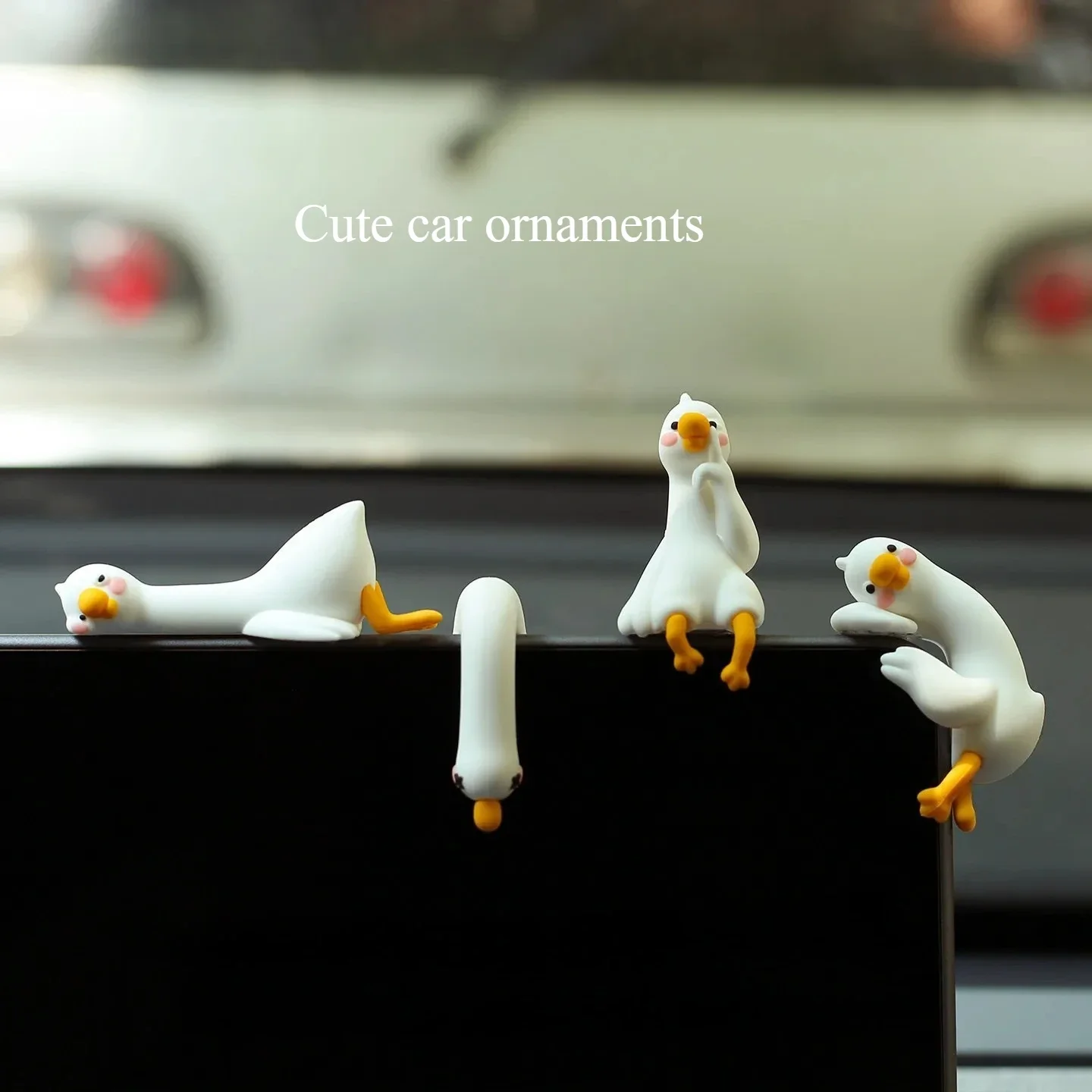 Resin Cartoon Animal Decor For Desk Car Dashboard TV Monitor Gift Idea Cute 3D Duck Figurine Mini Resin Duck Ornament Playful