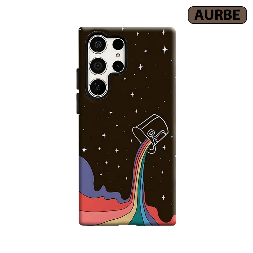 Space Rainbow Paint Phone Case For Samsung Galaxy S26 S25 S24 S23 Ultra Plus HD Hard Double Layer Film Cover
