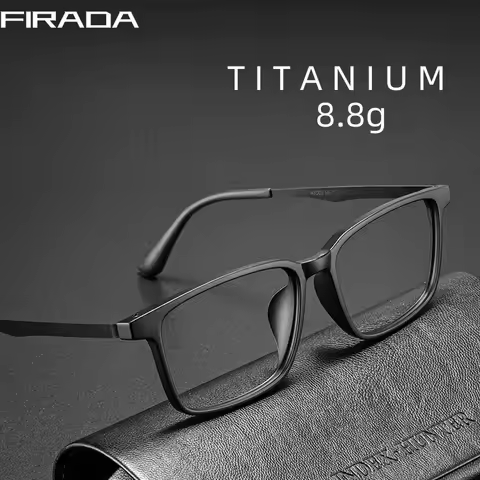 FIRADA Fashion Comfortable Glasses Retro Business Titanium Eyewear Square Optical Prescription Eyeglasses Frame For Men A1003