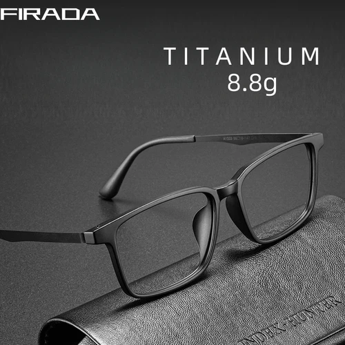 Imagen 1 del producto FIRADA, gafas cómodas a la moda, gafas Retro de negocios de titanio, gafas graduadas ópticas cuadradas, montura para hombres A1003