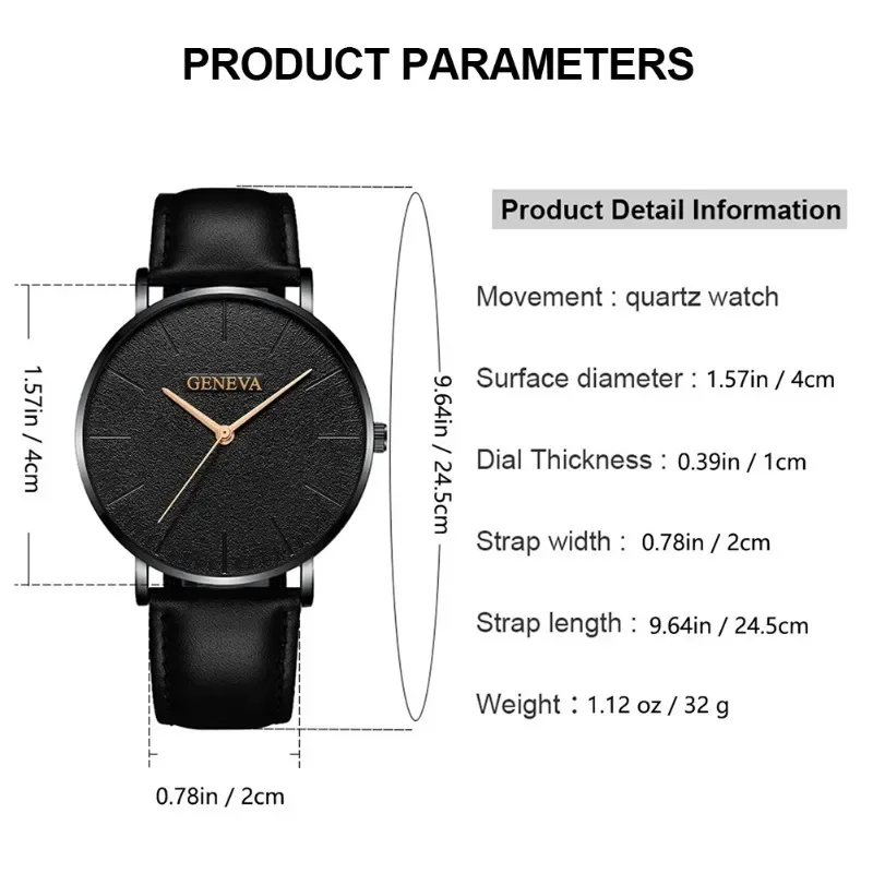 남성용 심플 비즈니스 벨트 쿼츠 시계, 학생 손목시계, 패션 쿼츠 시계