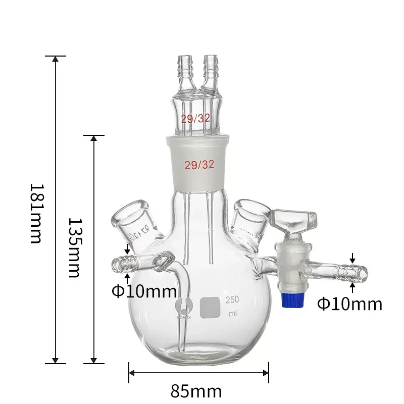 Laboratorio probador de contenido de humedad, vidrio de borosilicato, definición de contenido de humedad, frasco de reacción de cinco bocas, 250ml