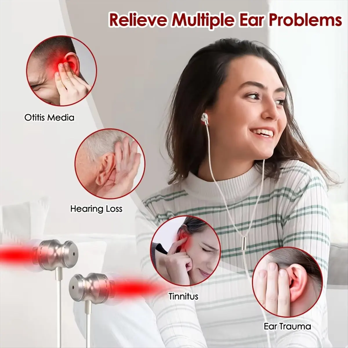 “QUALITY EXCELLE“Ear Canal Laser Line 650nm Wavelength Physiotherapy Earplug Balance Otitis Media Deafness Treatment