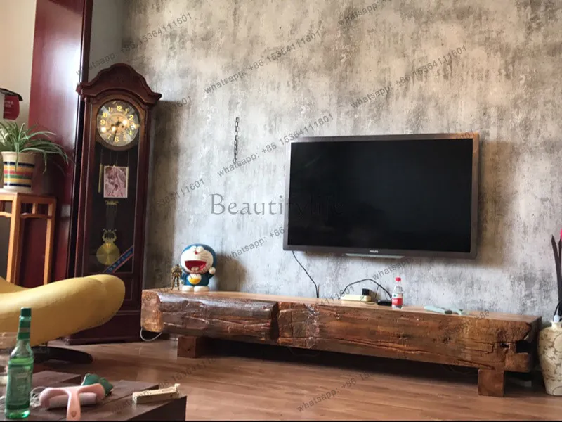 

Original pure solid wood TV cabinet Nordic modern simple display furniture floor cabinet entrance stool