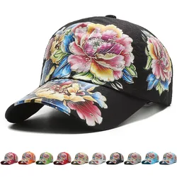 Czapka z daszkiem Casual Sun Hat Streetwear Vintage Elegant Ethnic Style Print Fashion Stage Performance Hip Hop Women Men Bastet New