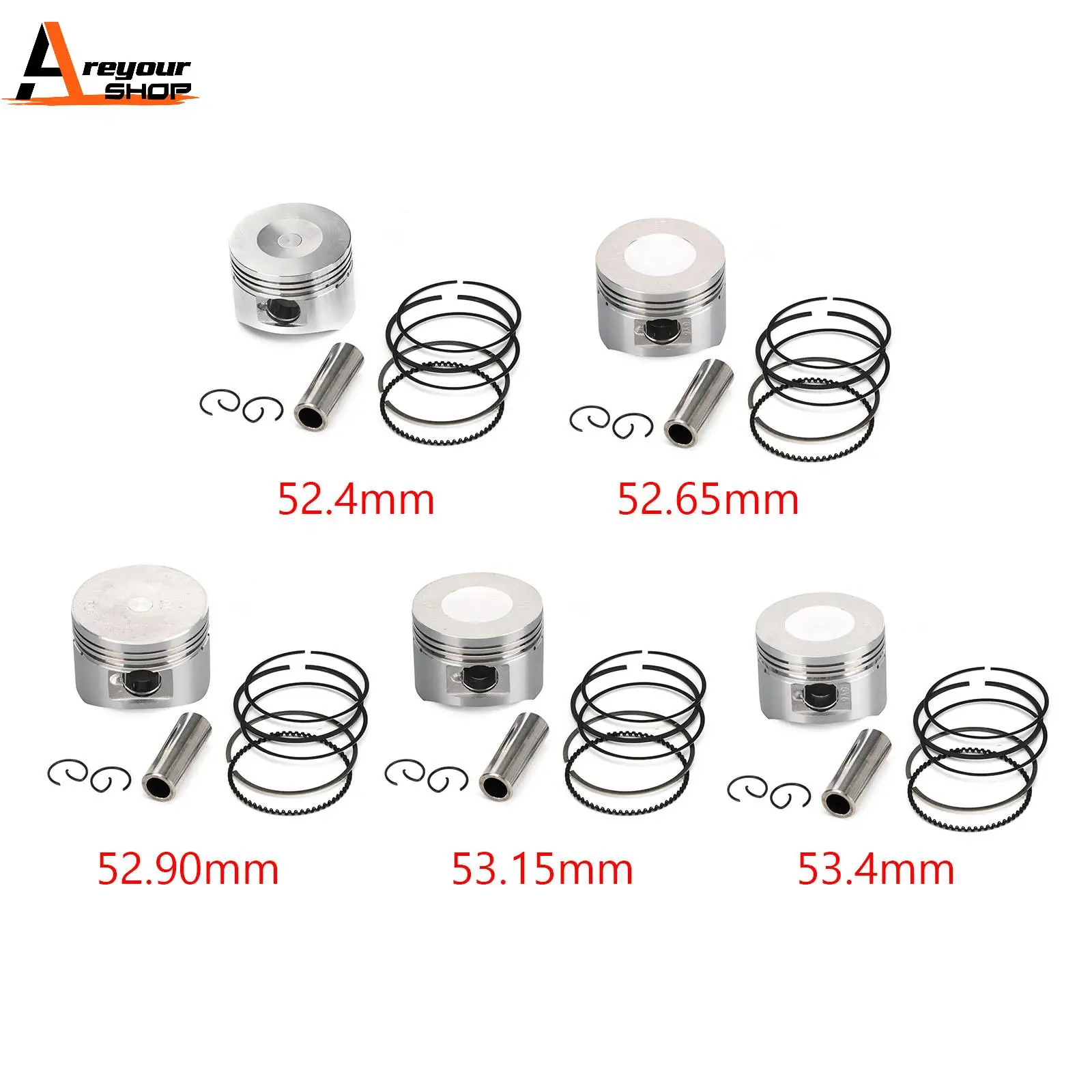 Areyourshop Piston Ring Pin Clip Kit For Yamaha BWS Zuma Cygnus X 125 2004-2020 5ML-E1631-10 4C6-E1603-00 Motor Parts