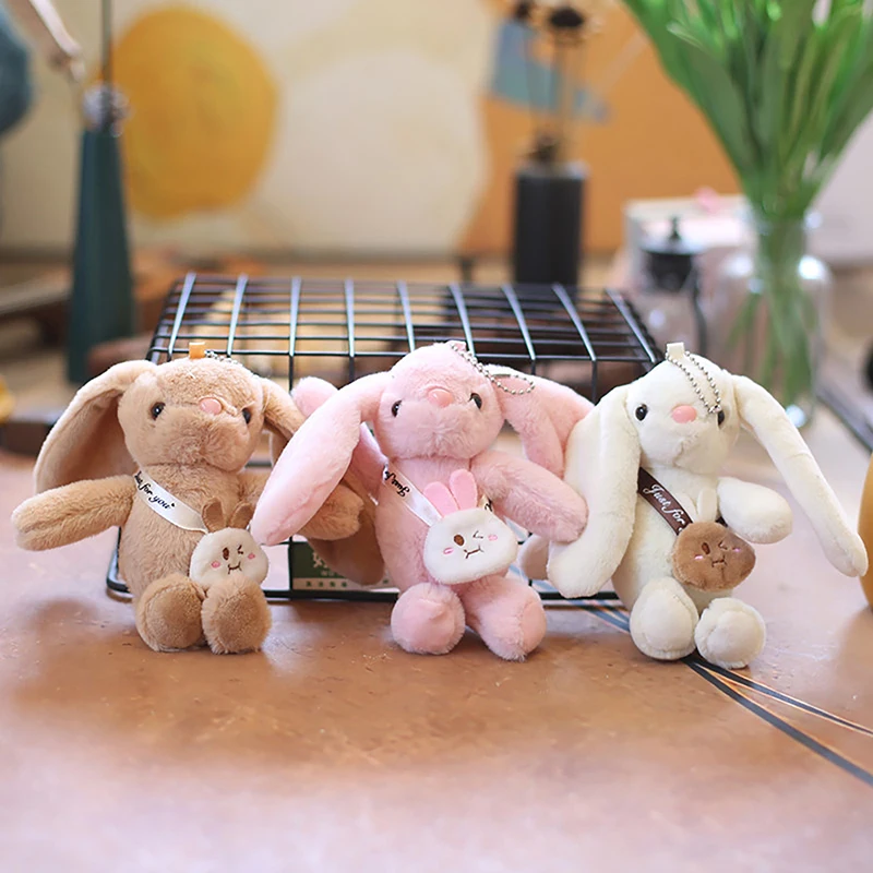 Kawaii Plush Animal Toys Bag Pendant Cute Stuffed Long Eared Rabbit Keychain Children Christmas Gifts For Girls Friends