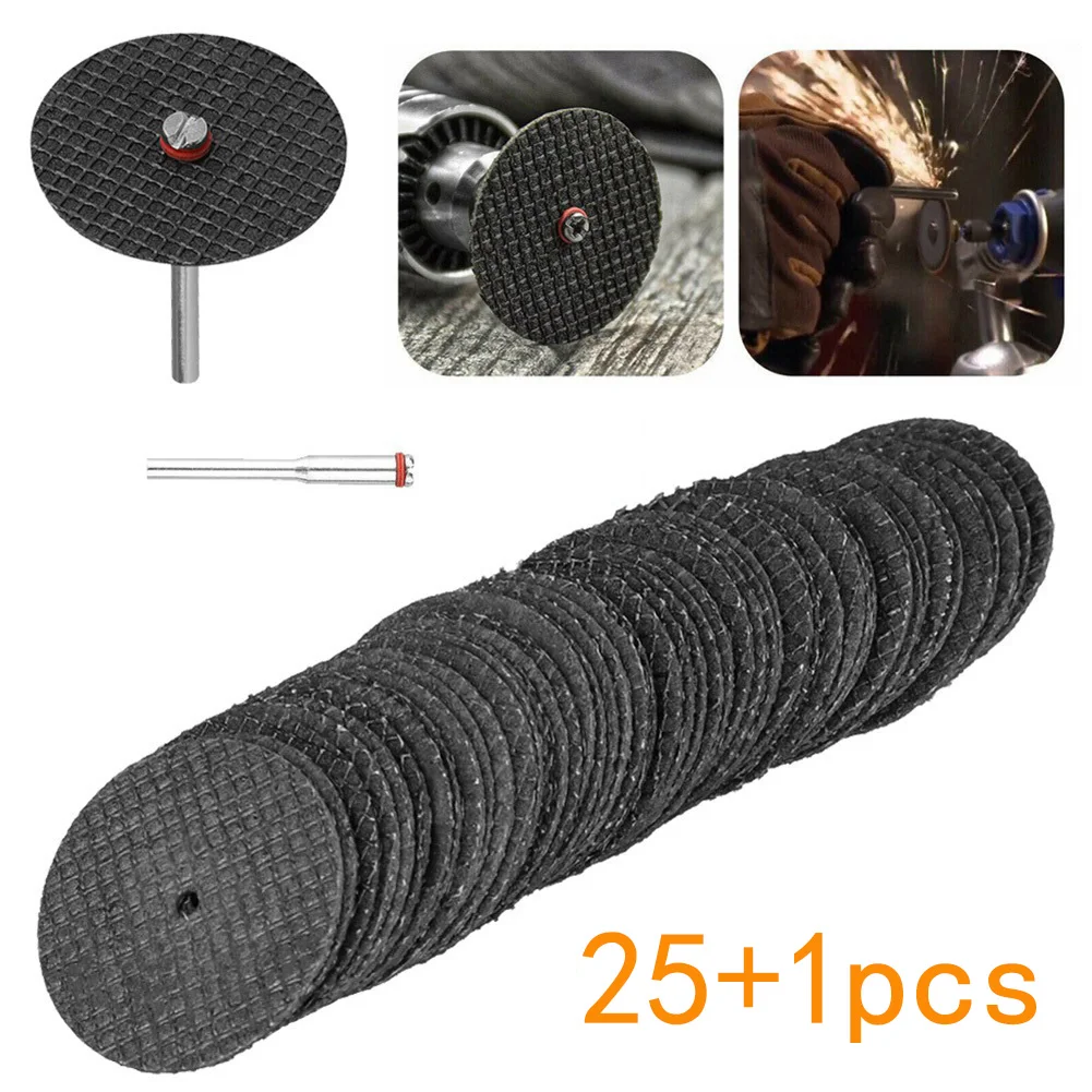 26pcs 1/8inch Cutting Wheel Set Fiberglass Reinforced For Rotary Tools Saw Blade 1/8’’ Shank Cut Off Discs HSS Circular Saw Set