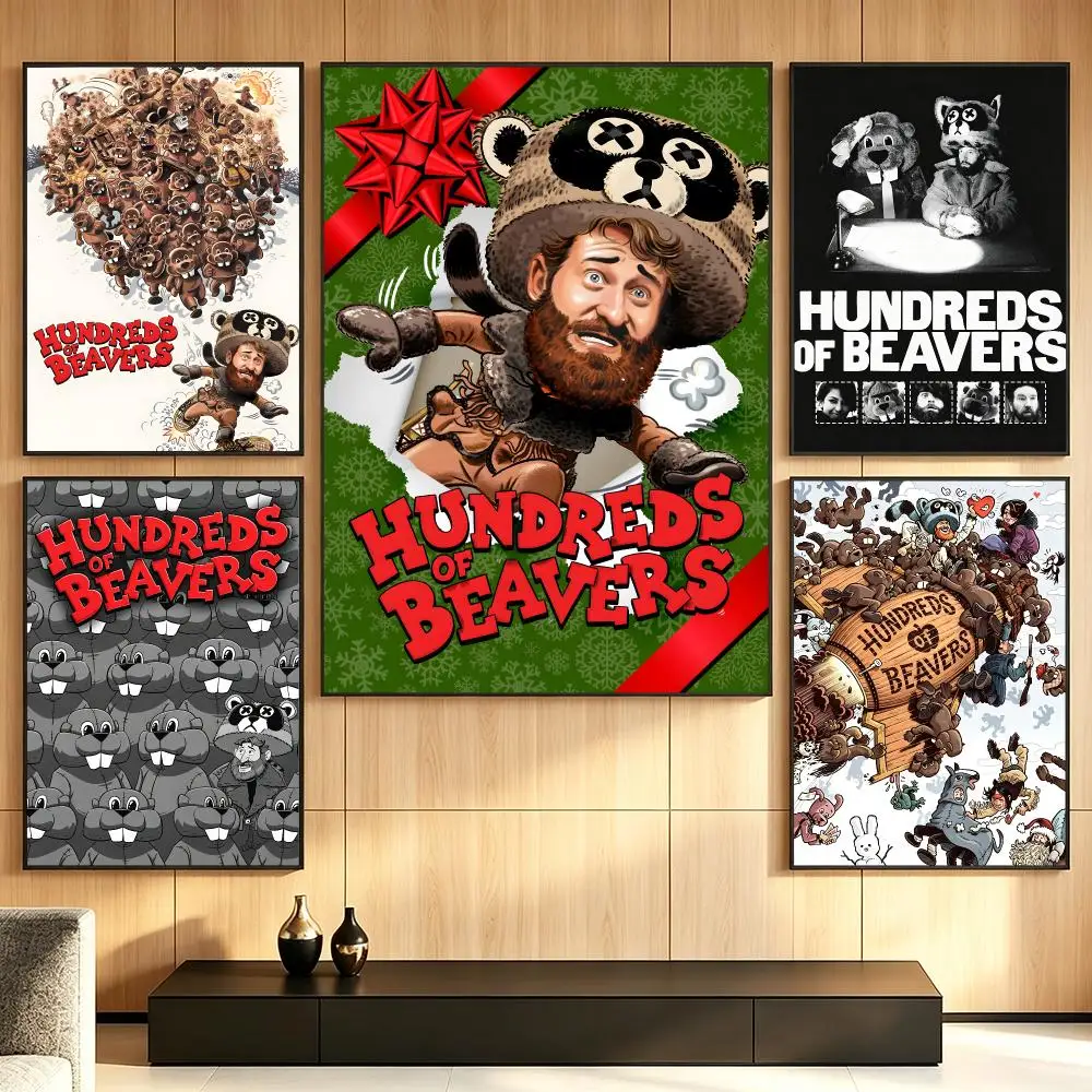 movie Hundreds of Beavers Poster Poster HD Printing Cozy Warm Style Home Decor Suitable for Living Room Bedroom Gift
