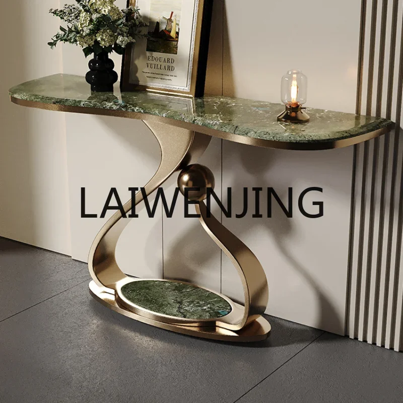 Light Luxury Stone Plate Console Tables Modern Art Stainless Steel Entrance against the Wall a Long Narrow Table Side View Sets