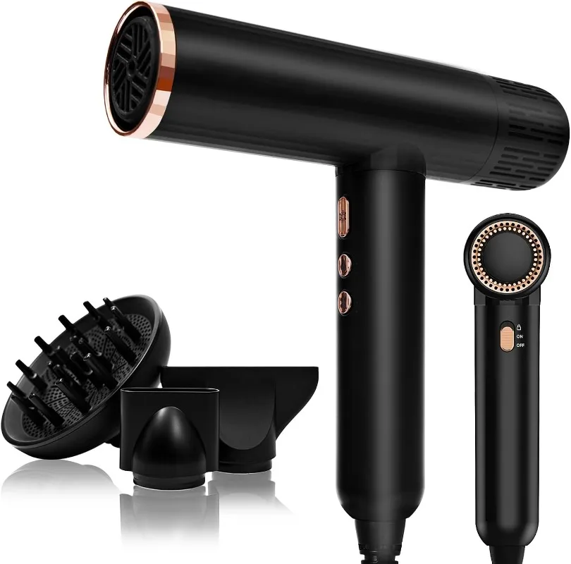 

Hair Dryer, Ionic Blow Dryer with Diffuser, 1600W &110000RPM High-Speed Brushless Motor for Fast Drying, Lock Function,