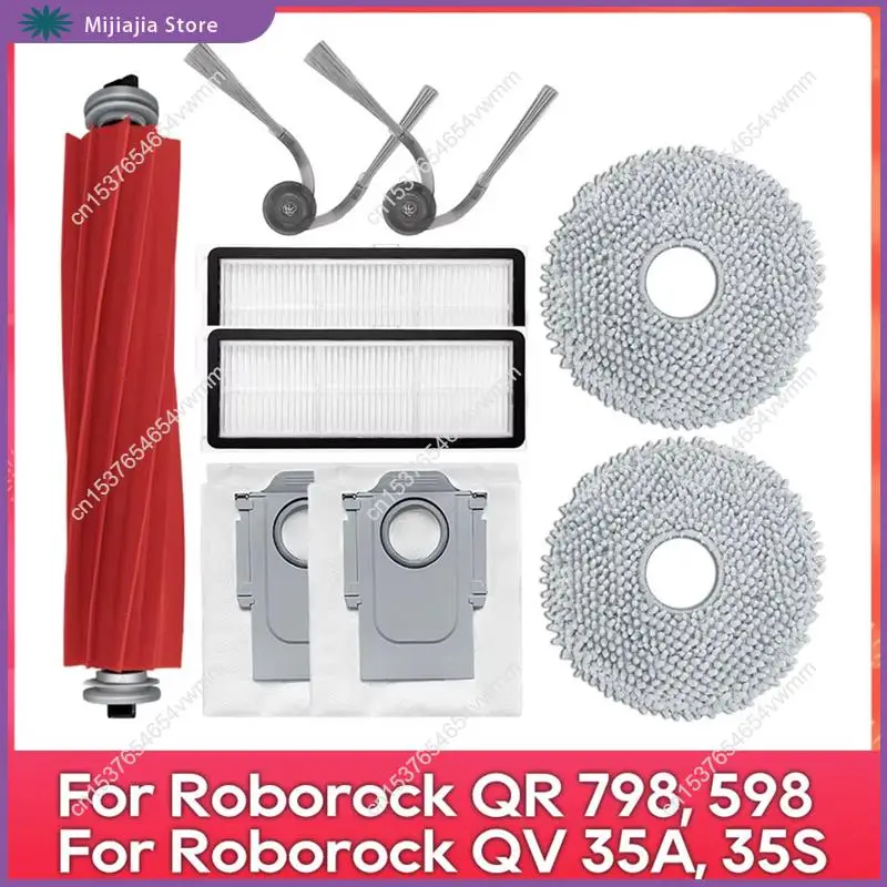 Para roborock qr798 qv35a componentes de reposição-escova lateral principal, filtro hepa, acessórios de almofada de esfregão vendas
