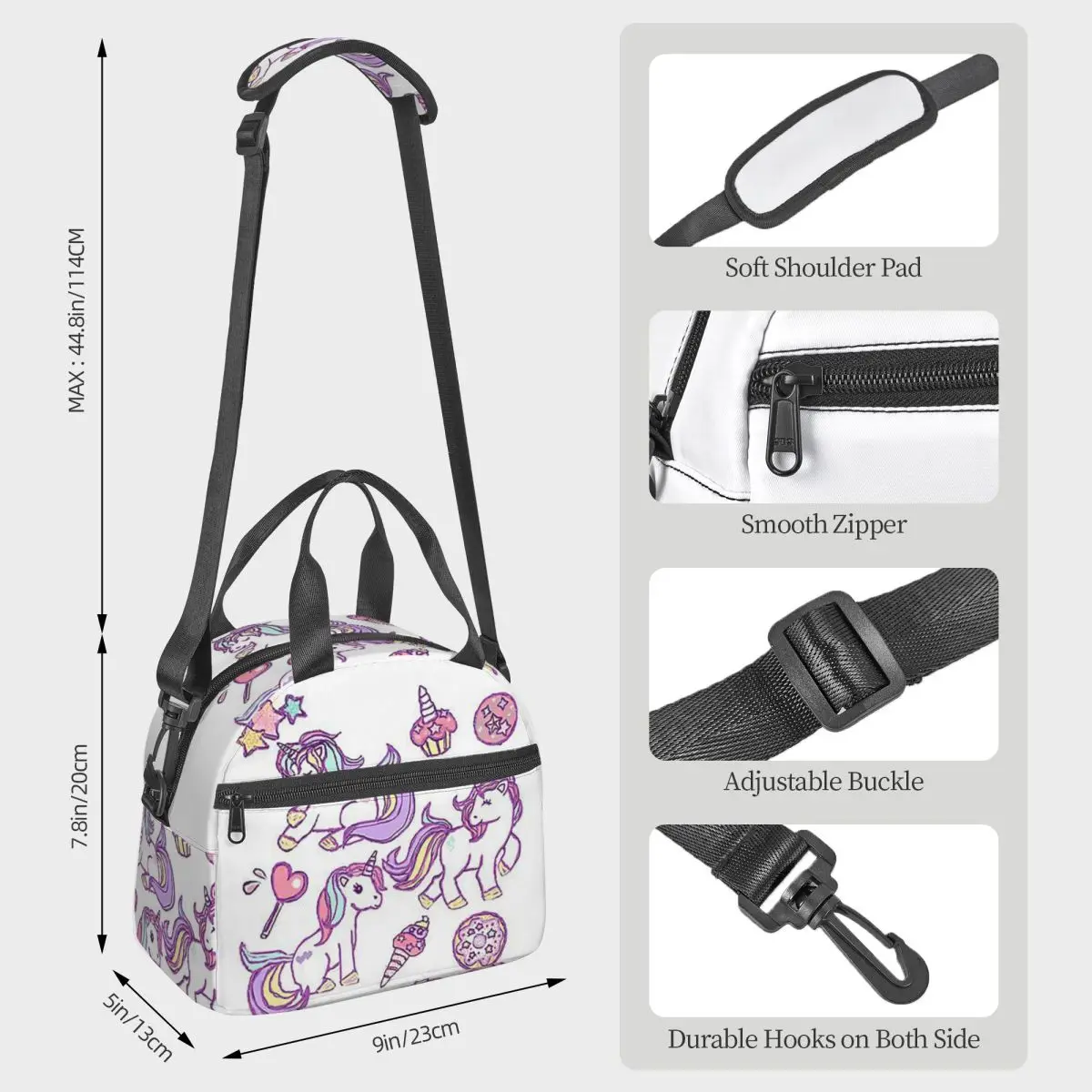 Bolsas de almuerzo de unicornio de helado, caja Bento aislada, bolsa de almuerzo impermeable, bolsas de Picnic a prueba de fugas, bolsa térmica para mujer y niños, trabajo