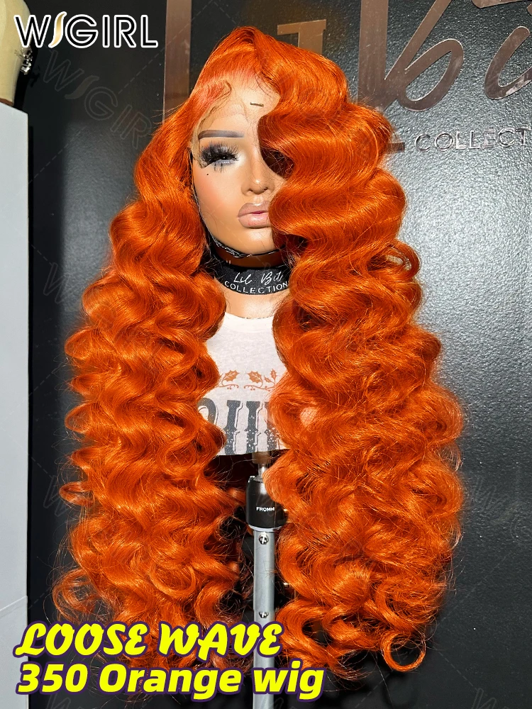 Wigirl 30 32 Inch Orange Ginger Loose Wave 13x4 HD Lace Front Wig Brazilian Colored 13x5 13x6 Lace Frontal Human Hair Wigs 200%