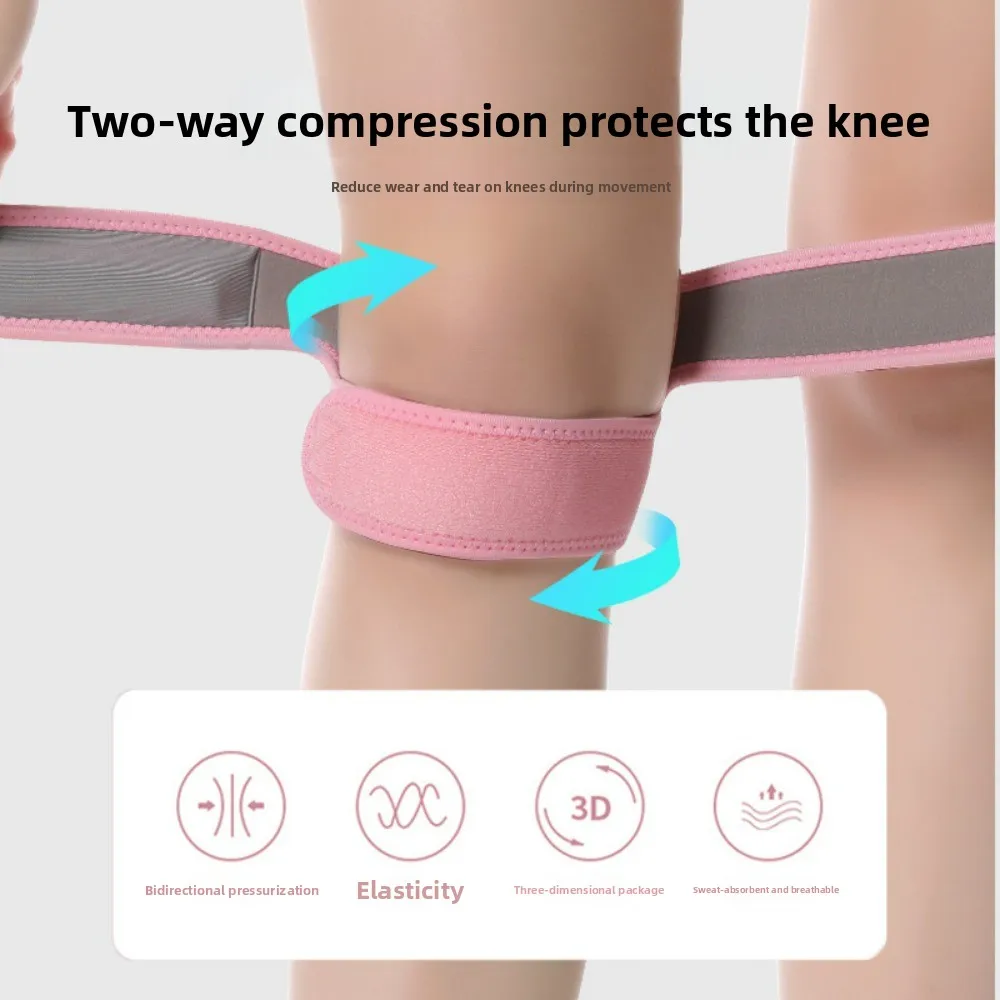 Adjustable Patella Strap Builtin Double Silicone Double Compression Knee Protection Shock Absorbing Breathable Running Badminton